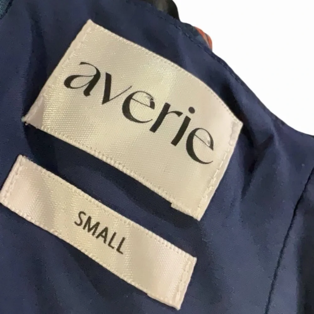 Averie Navy Floral Draped Midi Dress Small Ruched Wrap Front Date Night Cocktail - Picture 4 of 4